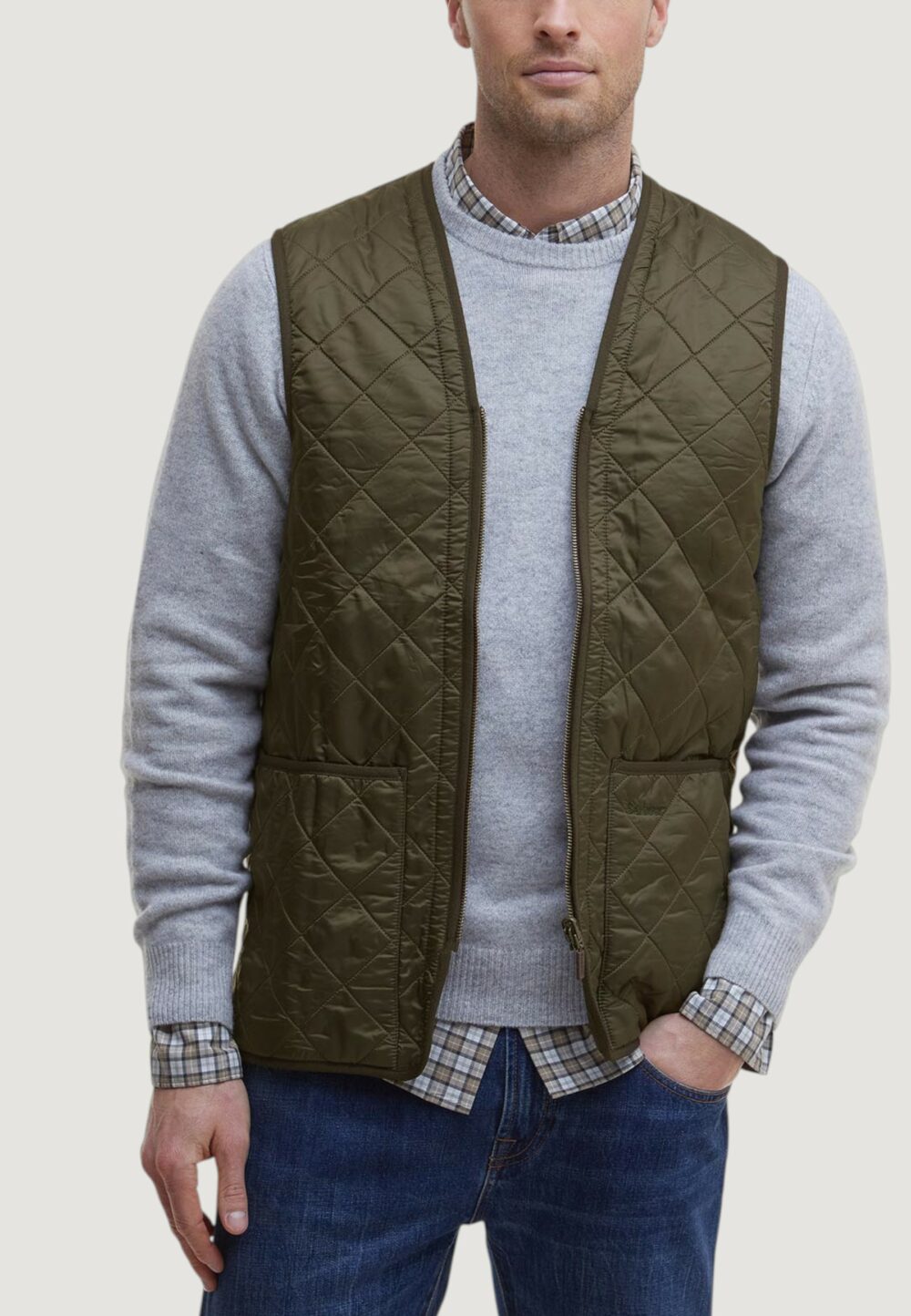 Smanicato Barbour POLARQUILT WAISTCOAT ZIP LINER Verde Oliva - Foto 1