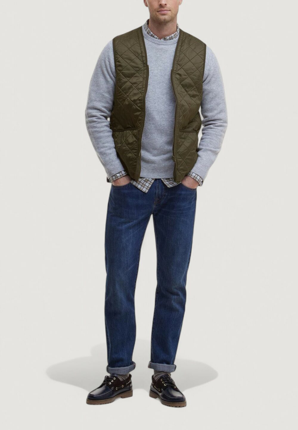 Smanicato Barbour POLARQUILT WAISTCOAT ZIP LINER Verde Oliva - Foto 4