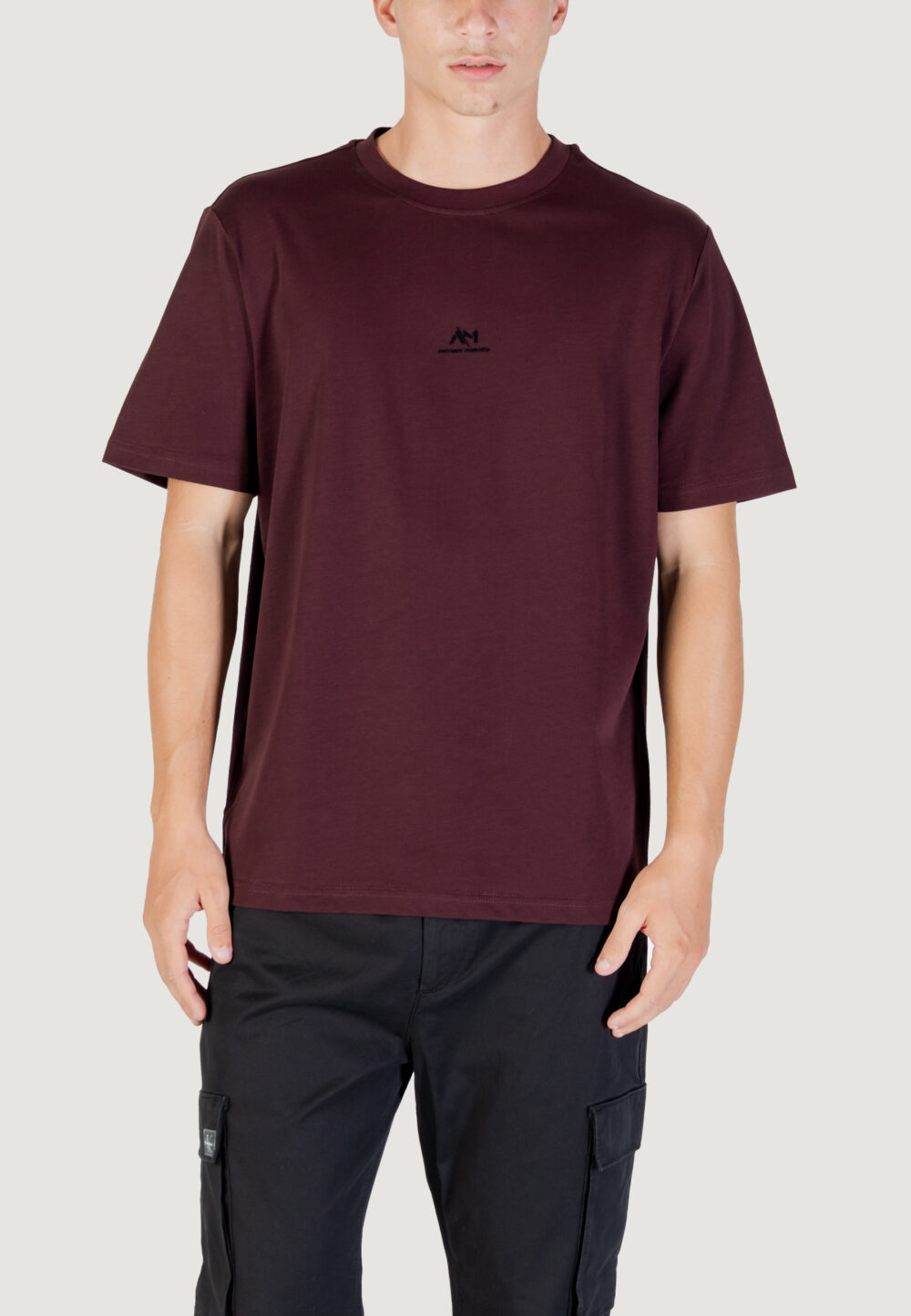 T-shirt Antony Morato RELAXED WITH RUBBER FLOCK LOGO PRINT Bordeaux - Foto 1