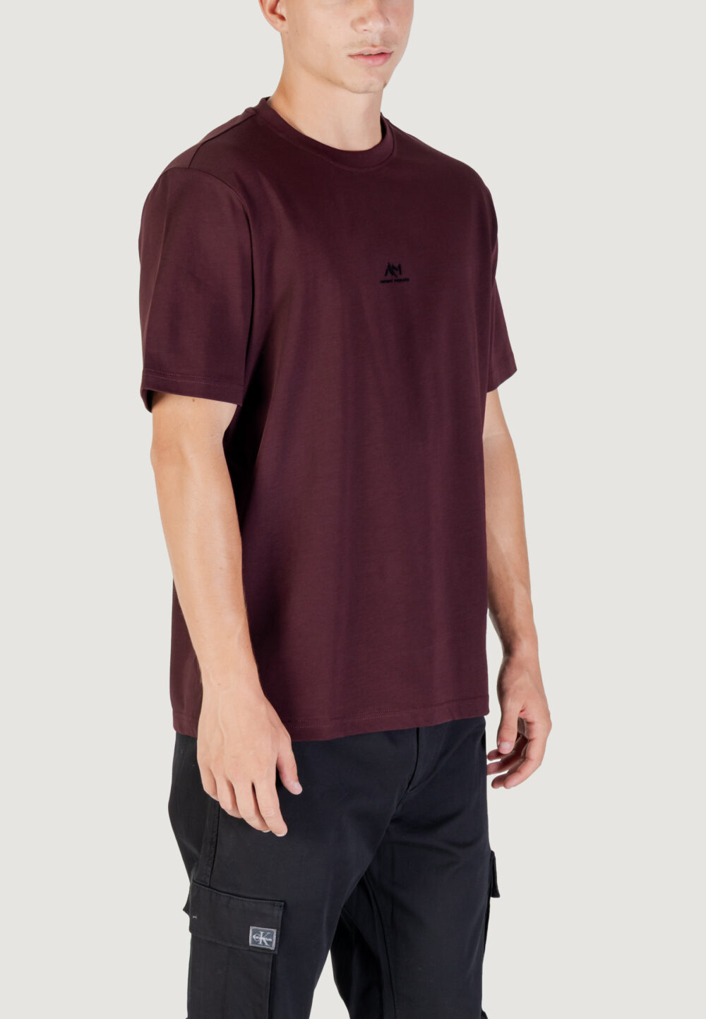 T-shirt Antony Morato RELAXED WITH RUBBER FLOCK LOGO PRINT Bordeaux - Foto 3