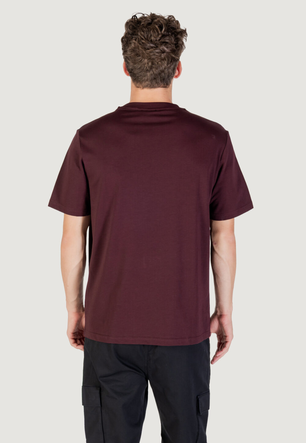 T-shirt Antony Morato RELAXED WITH RUBBER FLOCK LOGO PRINT Bordeaux - Foto 4