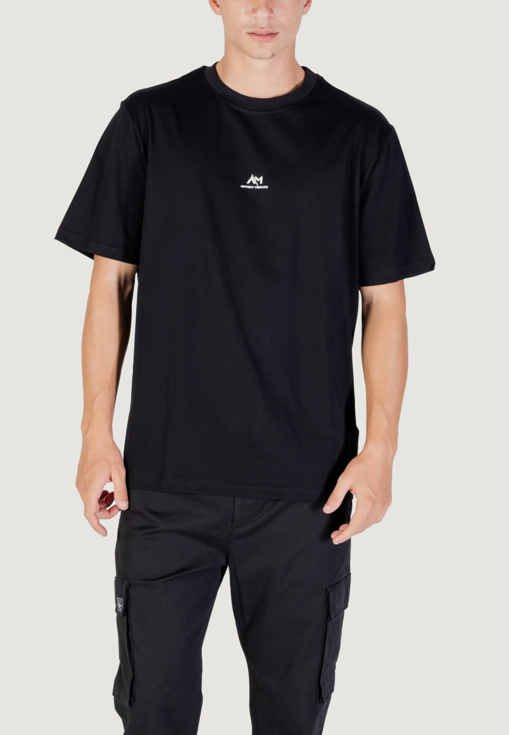 T-shirt Antony Morato RELAXED WITH RUBBER FLOCK LOGO PRINT Nero - Foto 1