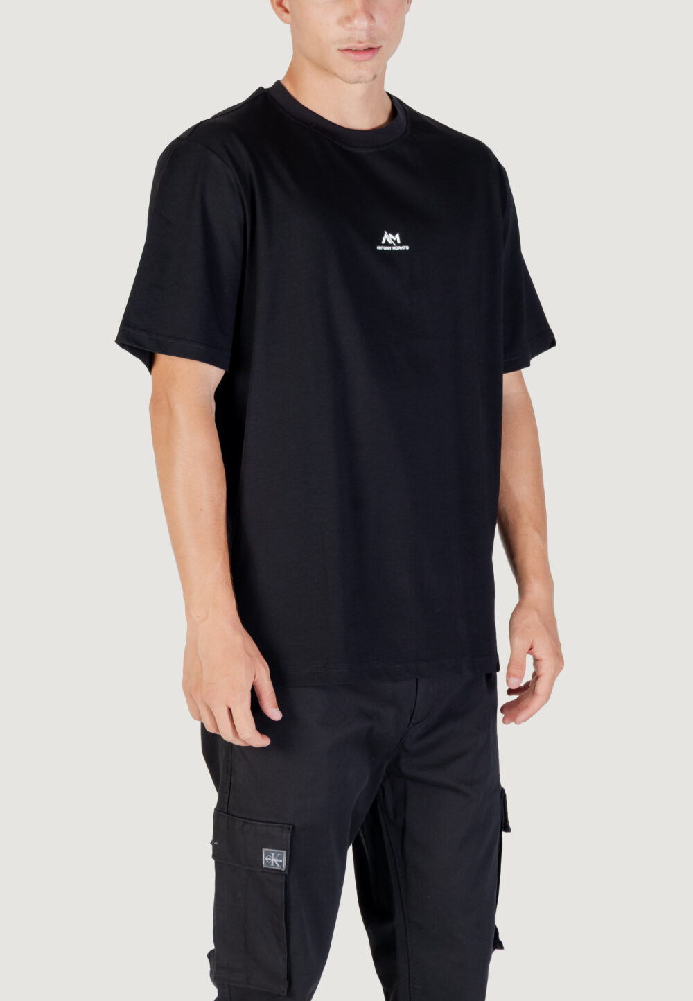 T-shirt Antony Morato RELAXED WITH RUBBER FLOCK LOGO PRINT Nero - Foto 3