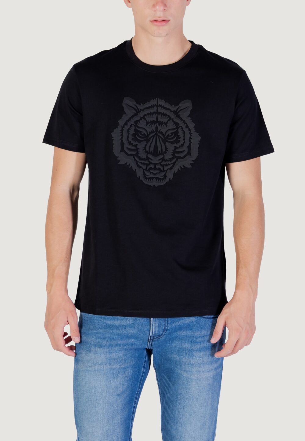 T-shirt Antony Morato STUTTGART REGULAR FIT WITH PRISM SHAPE RUBBER TIGER PRINT Nero - Foto 1