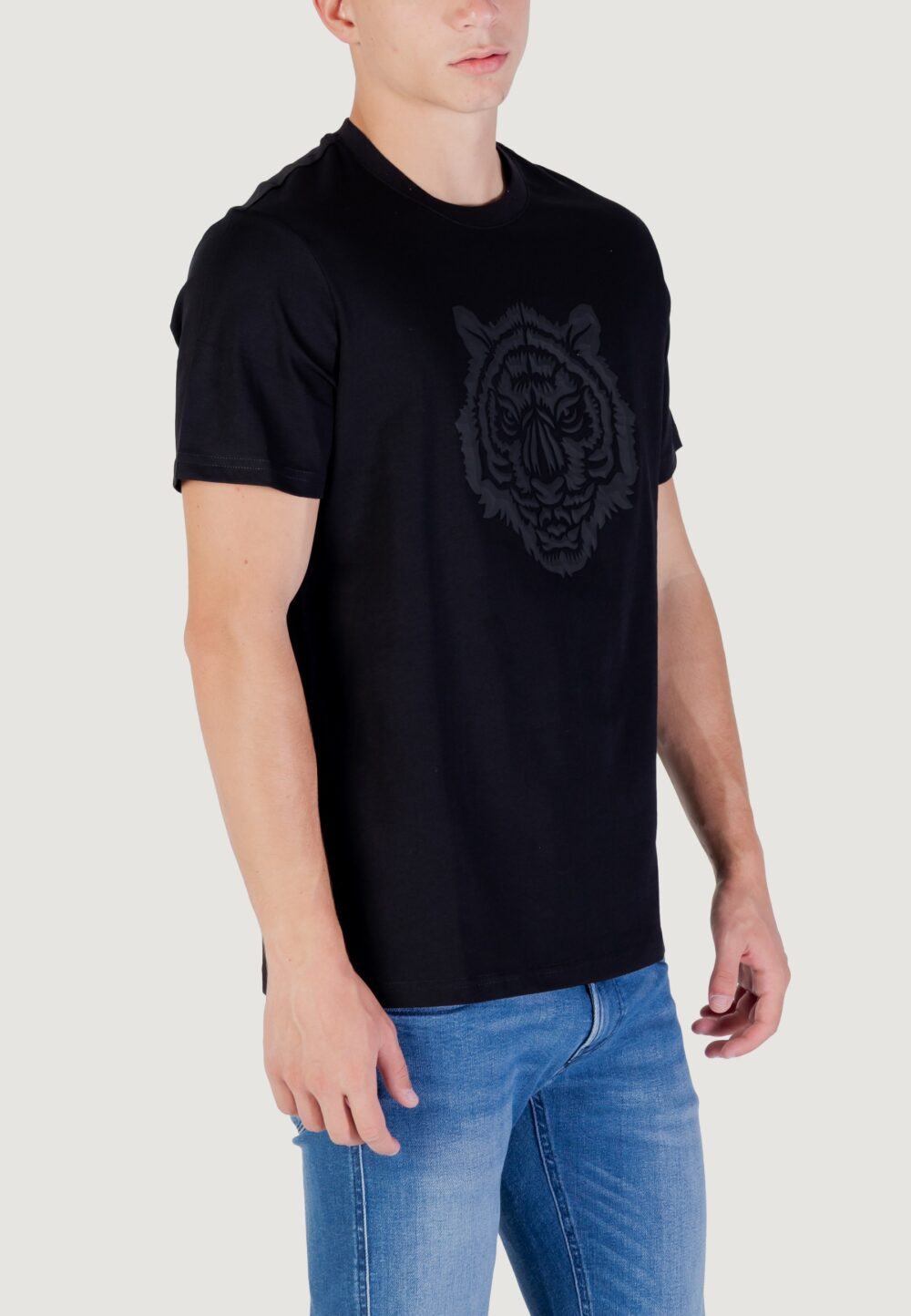 T-shirt Antony Morato STUTTGART REGULAR FIT WITH PRISM SHAPE RUBBER TIGER PRINT Nero - Foto 3