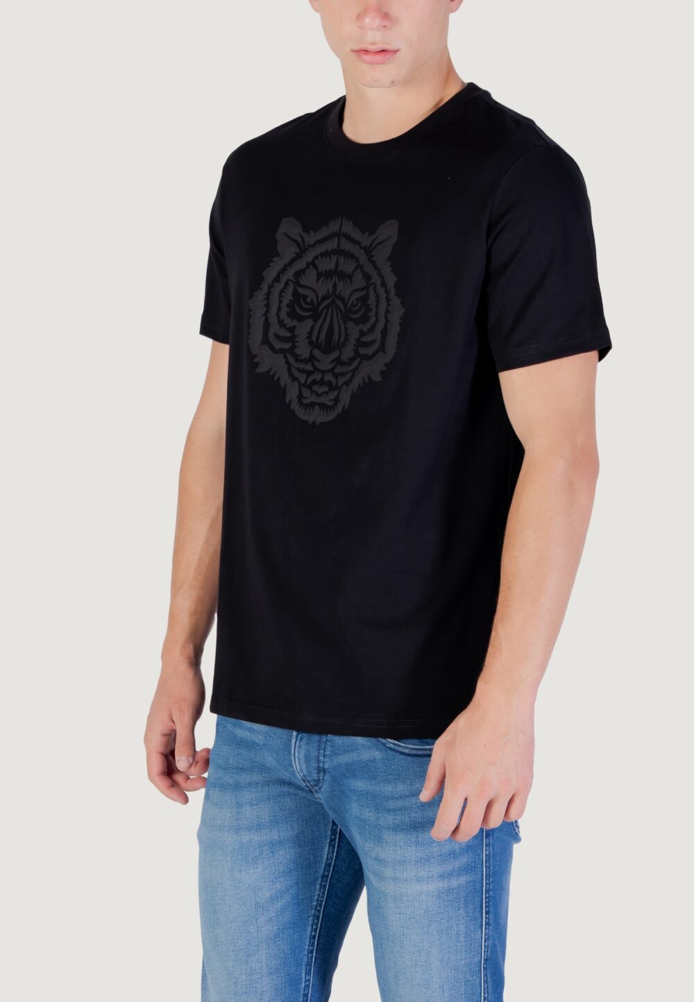 T-shirt Antony Morato STUTTGART REGULAR FIT WITH PRISM SHAPE RUBBER TIGER PRINT Nero - Foto 4