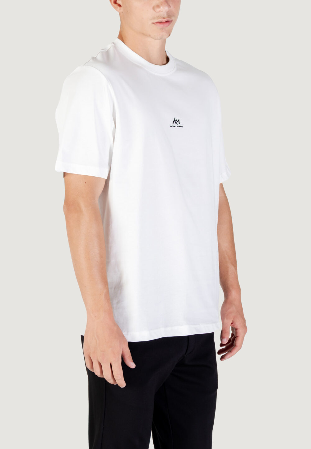 T-shirt Antony Morato RELAXED WITH RUBBER FLOCK LOGO PRINT Panna - Foto 3