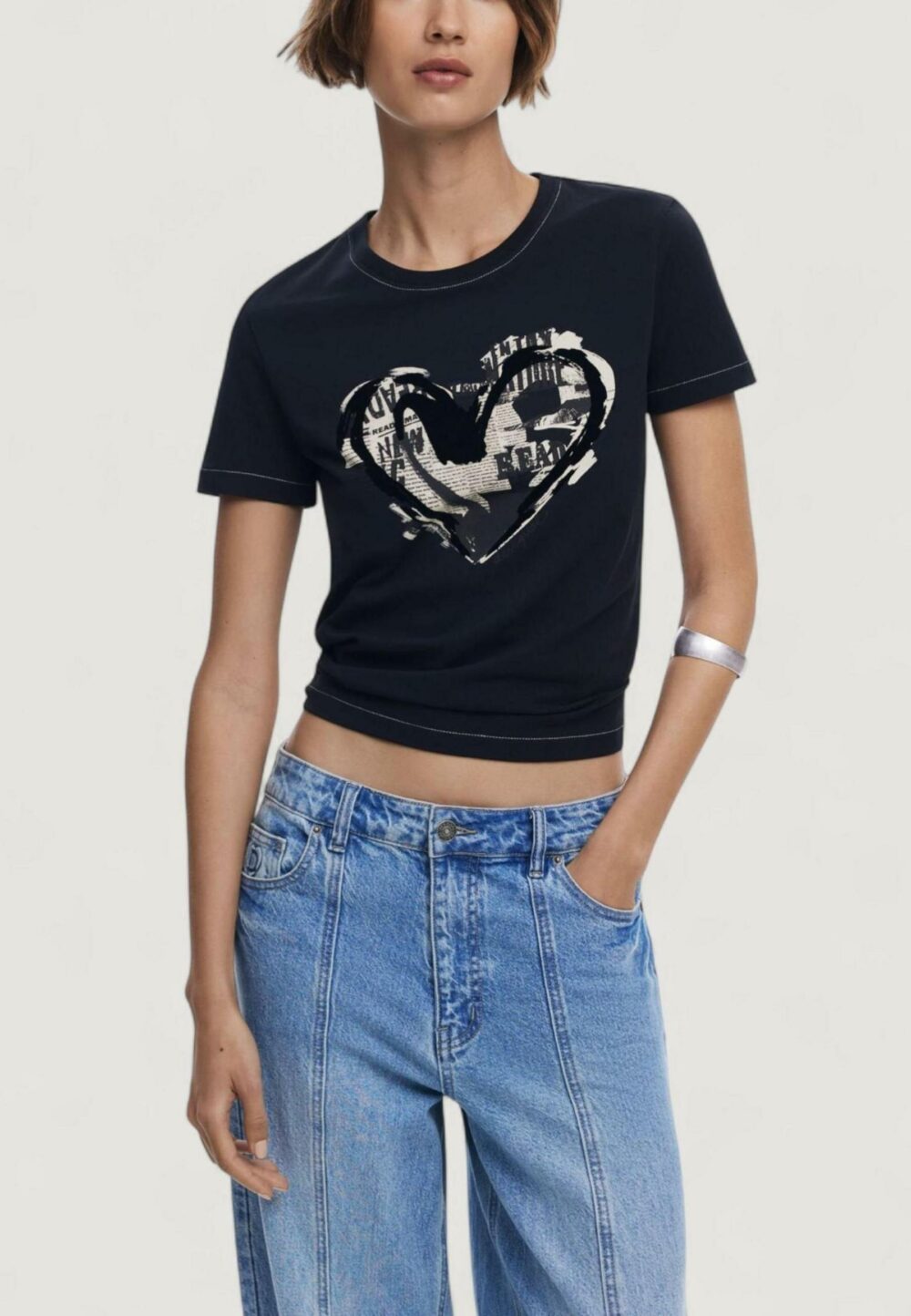 T-shirt Desigual TS_LETTER CORE Nero - Foto 1