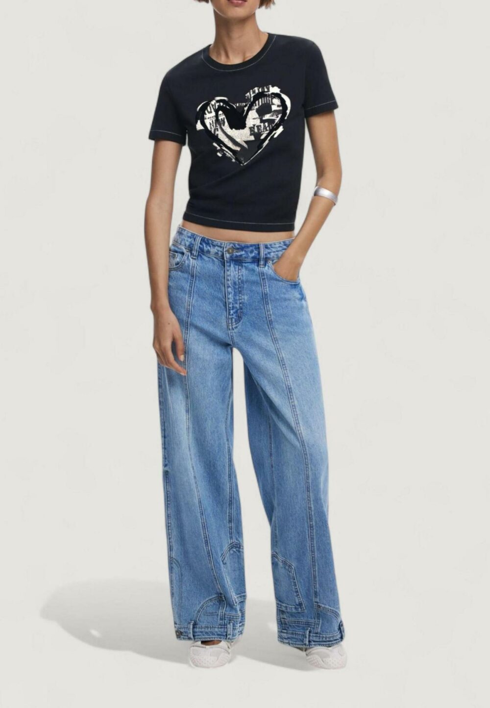 T-shirt Desigual TS_LETTER CORE Nero - Foto 2
