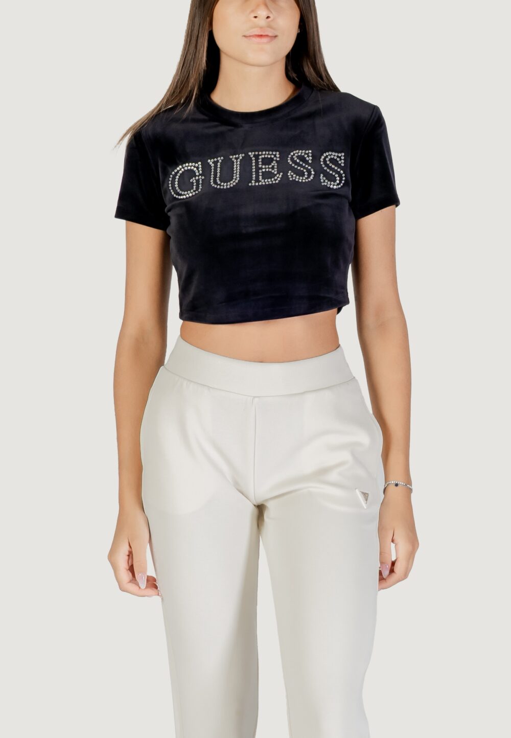 T-shirt Guess Active COUTURE CROP TEE Nero - Foto 1