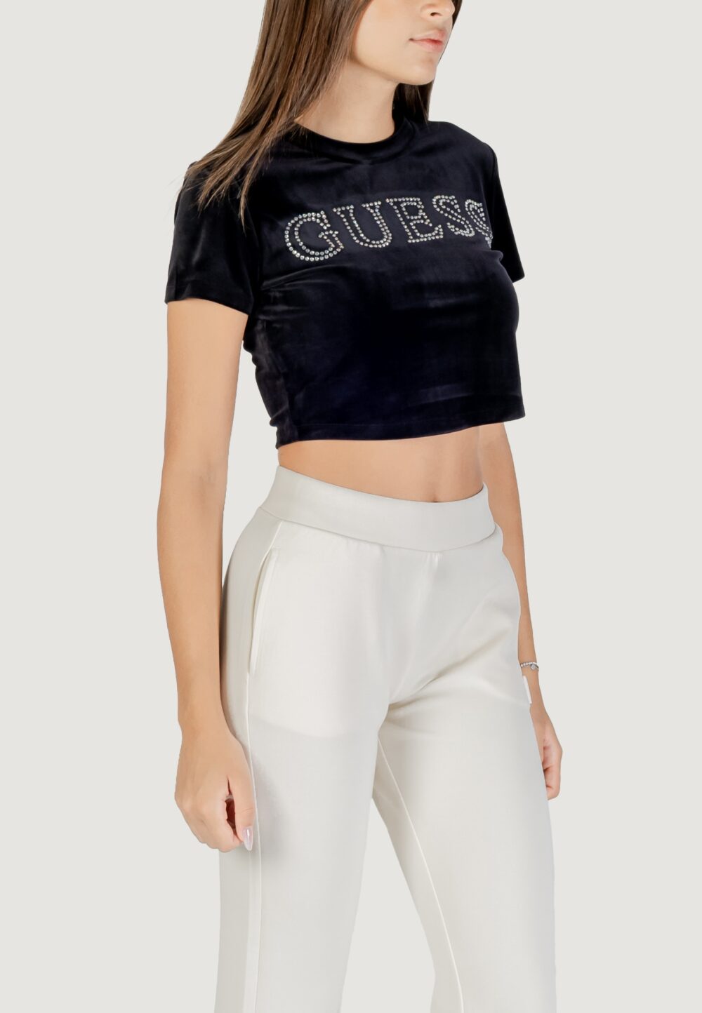 T-shirt Guess Active COUTURE CROP TEE Nero - Foto 3