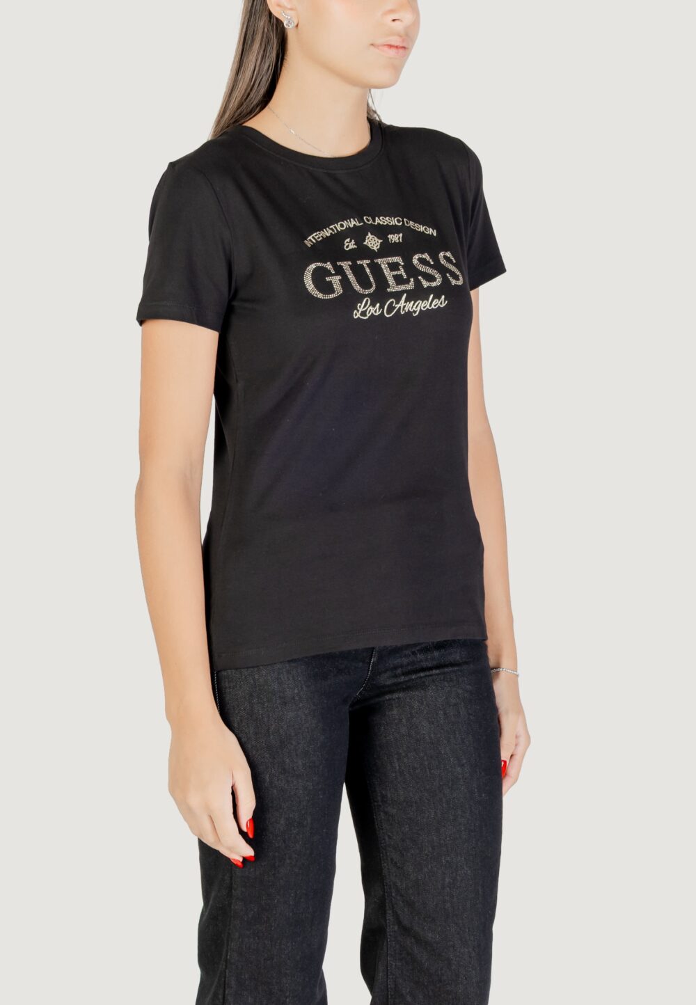 T-shirt Guess MARINA SS CN T-SHIRT Nero - Foto 3