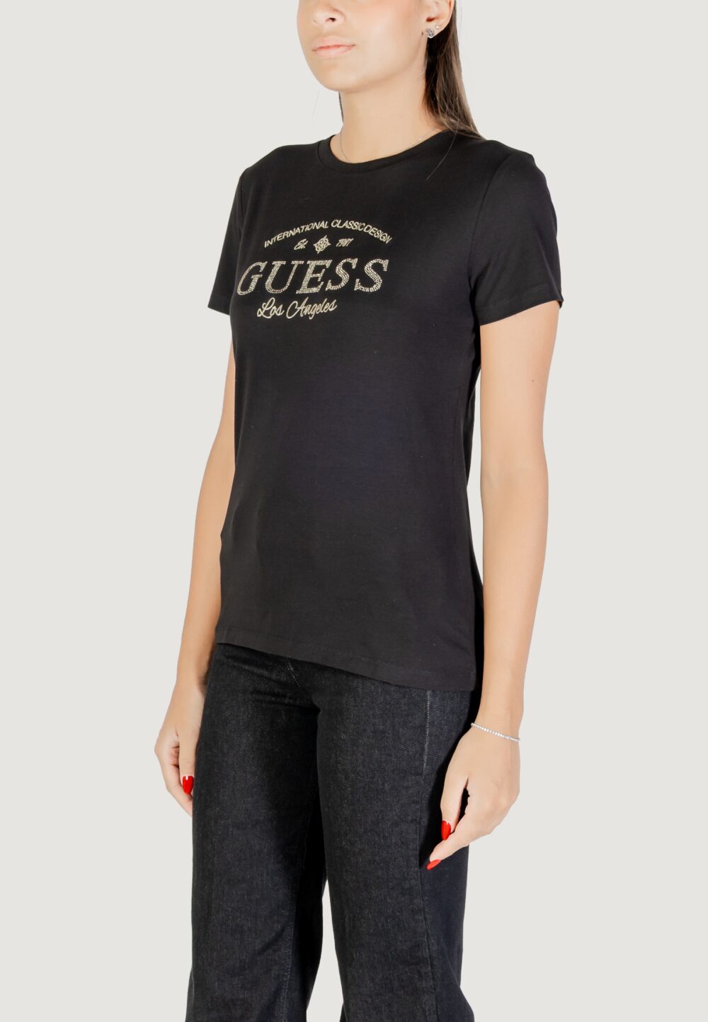 T-shirt Guess MARINA SS CN T-SHIRT Nero - Foto 4