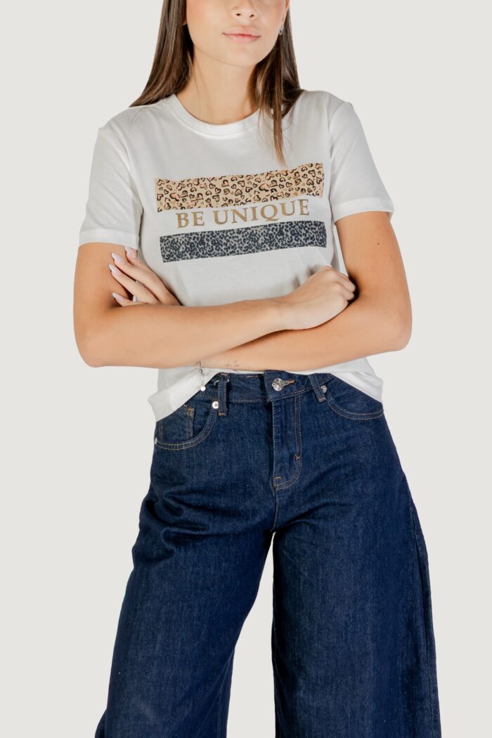 T-shirt Only Onltanya Life Reg S/S Leo Print Top Jrs Bianco