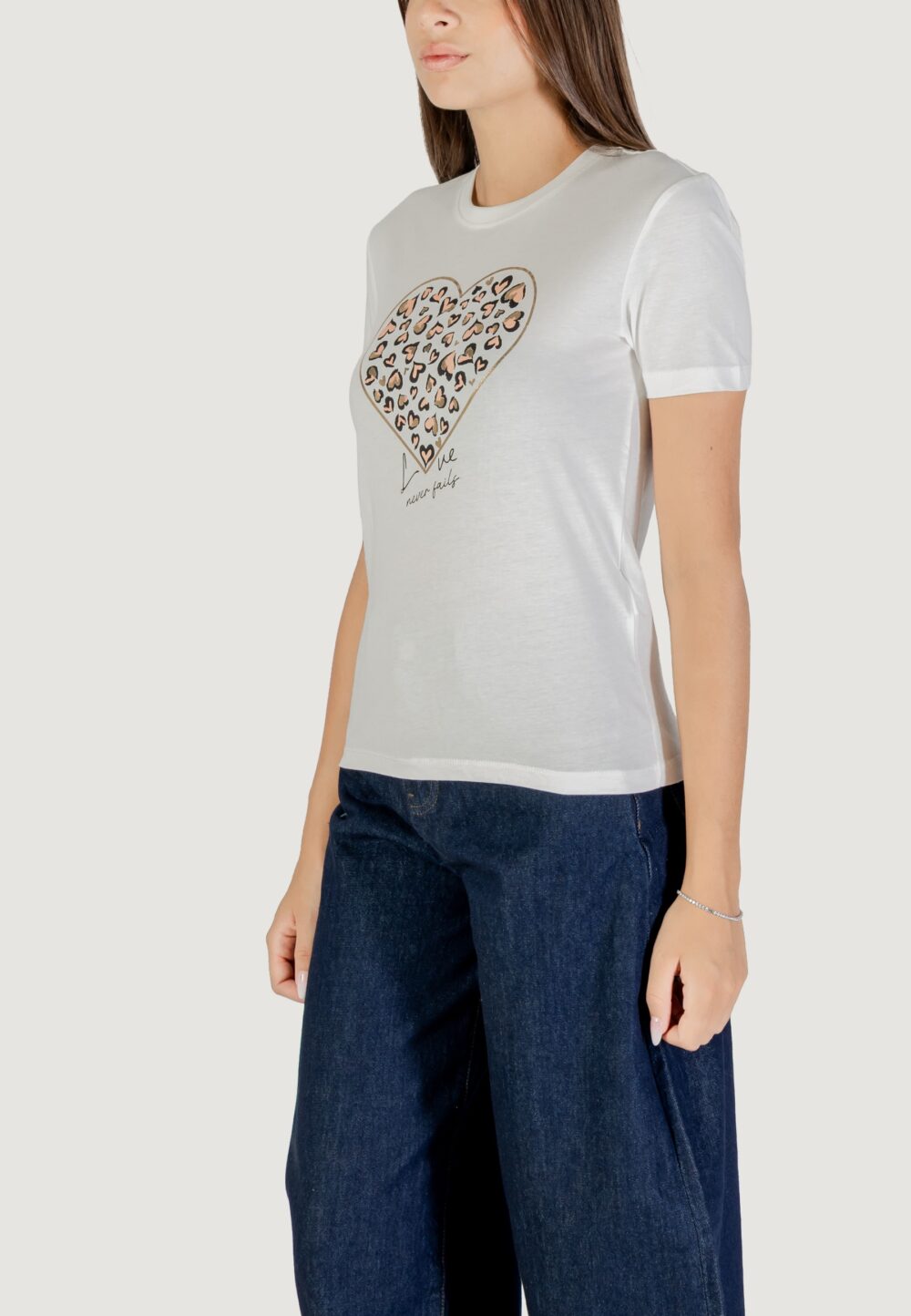 T-shirt Only Onltanya Life Reg S/S Leo Print Top Jrs Latte - Foto 2