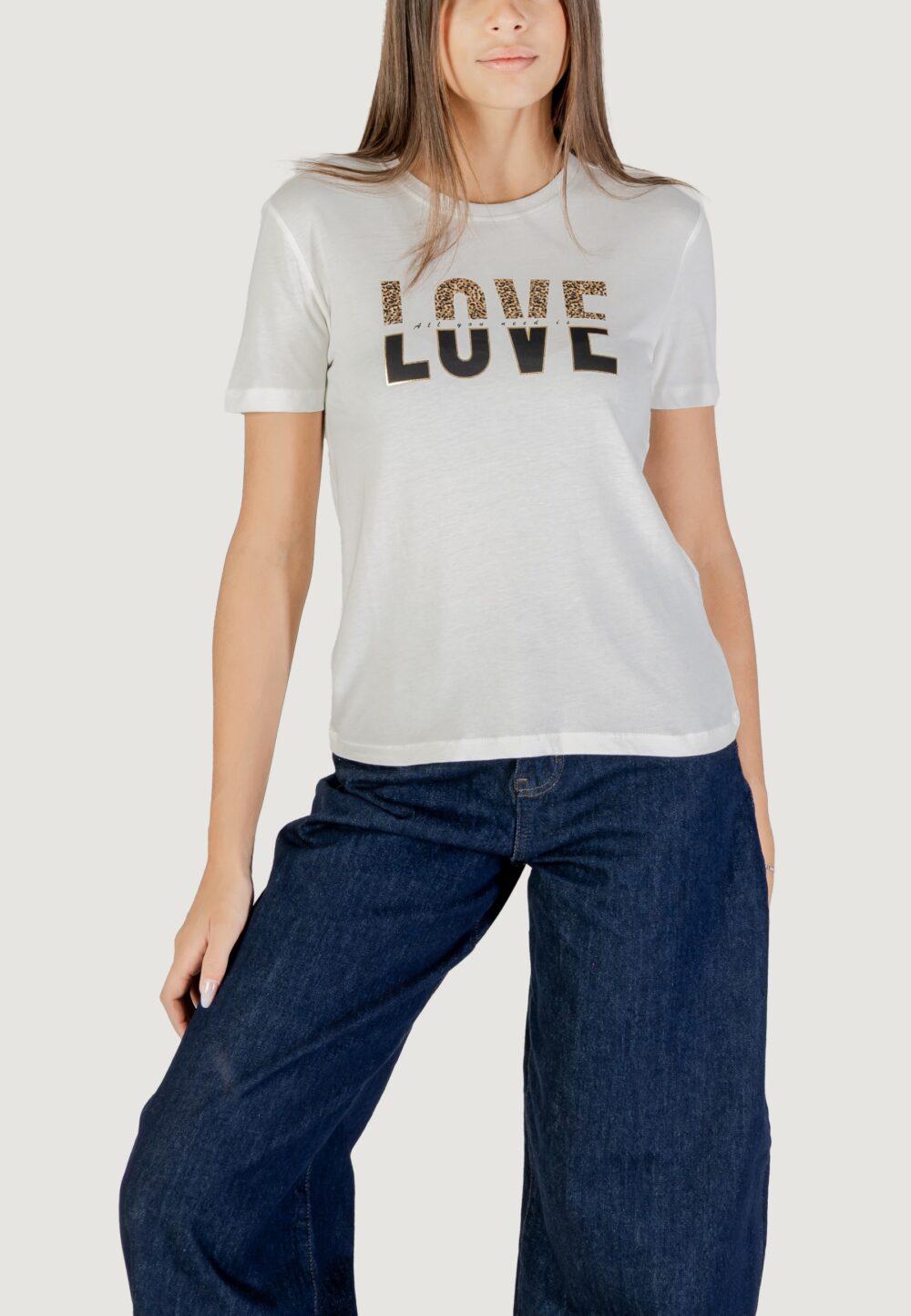 T-shirt Only Onltanya Life Reg S/S Leo Print Top Jrs Panna - Foto 1