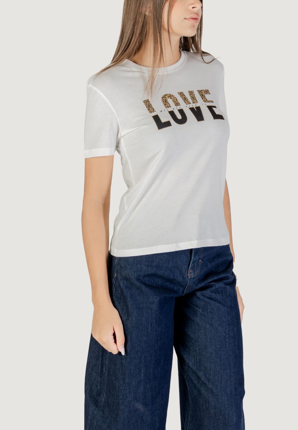 T-shirt Only Onltanya Life Reg S/S Leo Print Top Jrs Panna - Foto 3