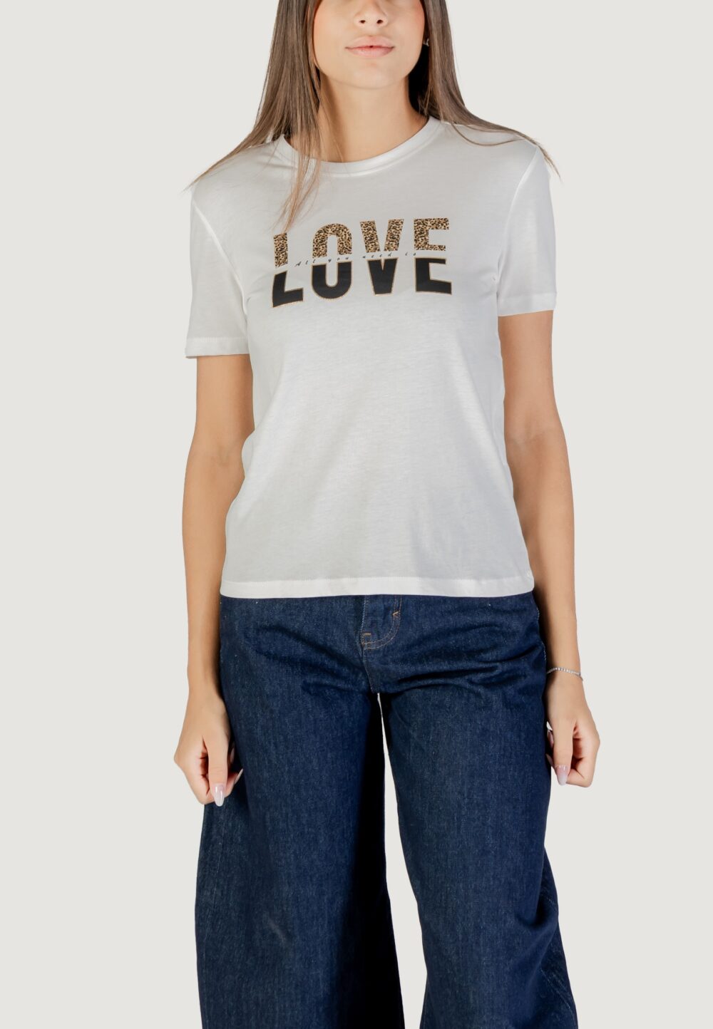 T-shirt Only Onltanya Life Reg S/S Leo Print Top Jrs Panna - Foto 5