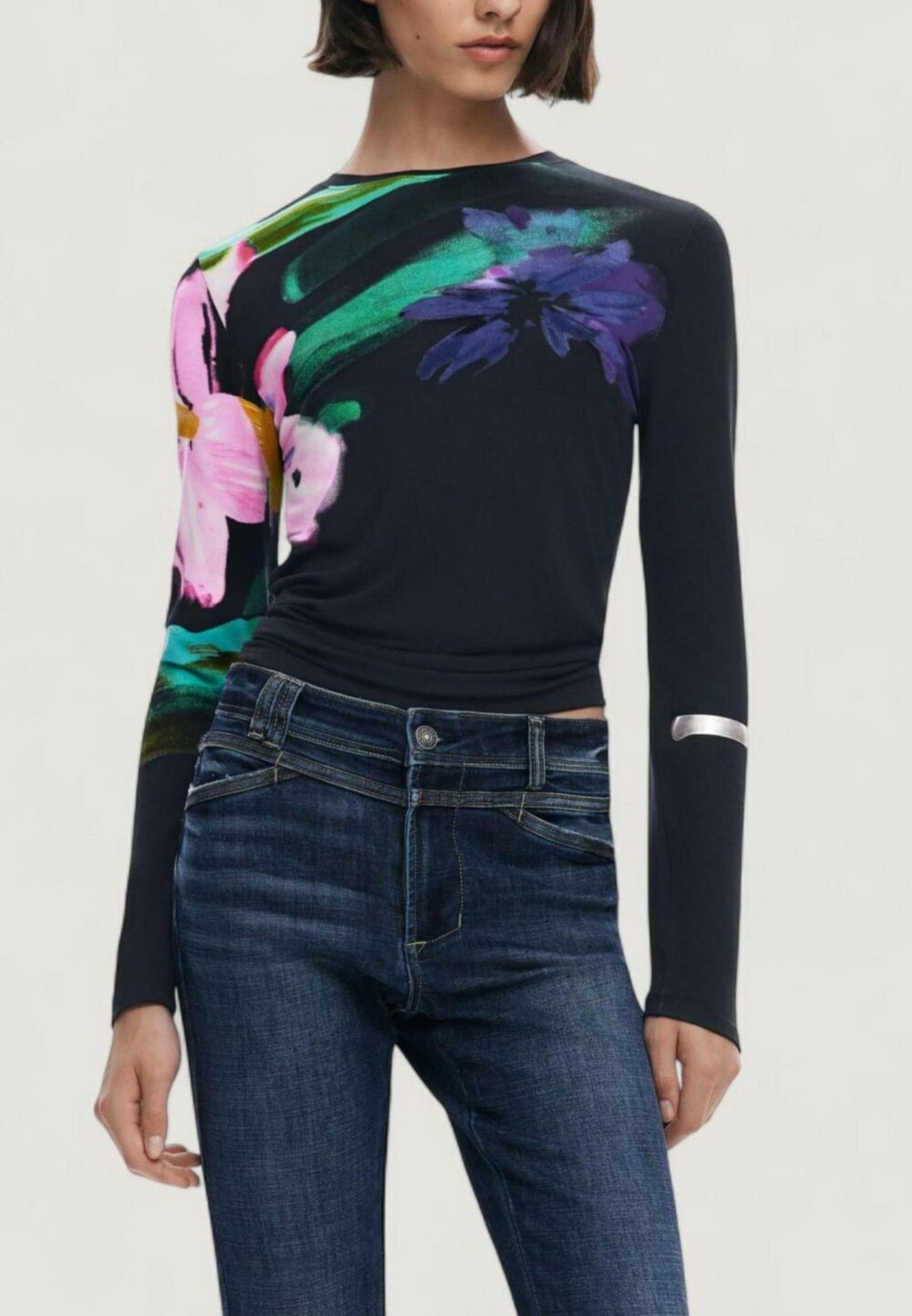 T-shirt manica lunga Desigual TS_LENA Nero - Foto 1