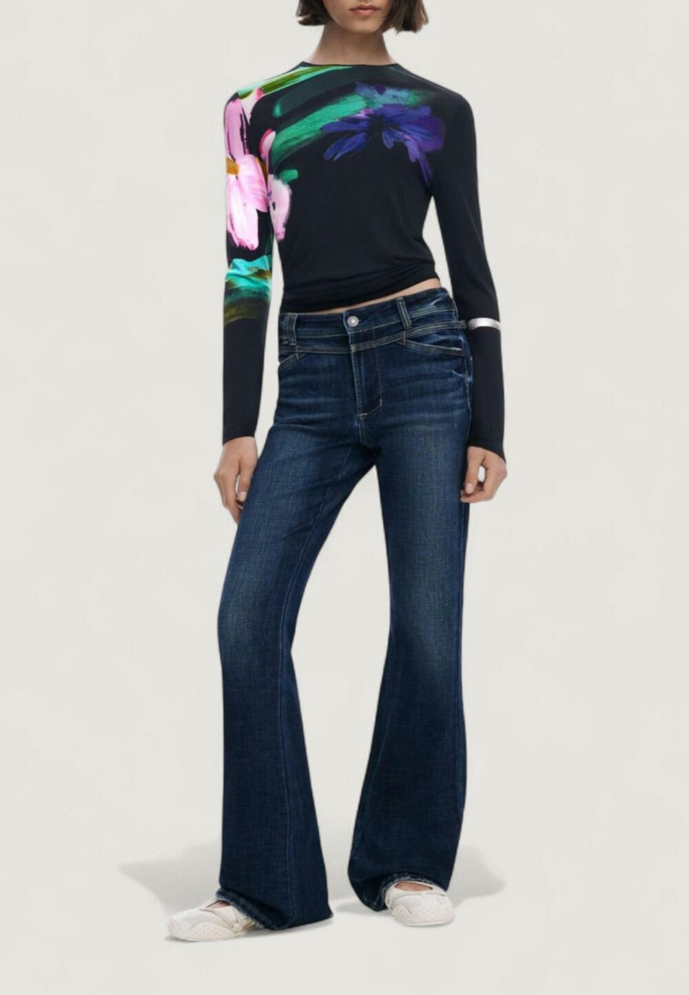 T-shirt manica lunga Desigual TS_LENA Nero - Foto 2