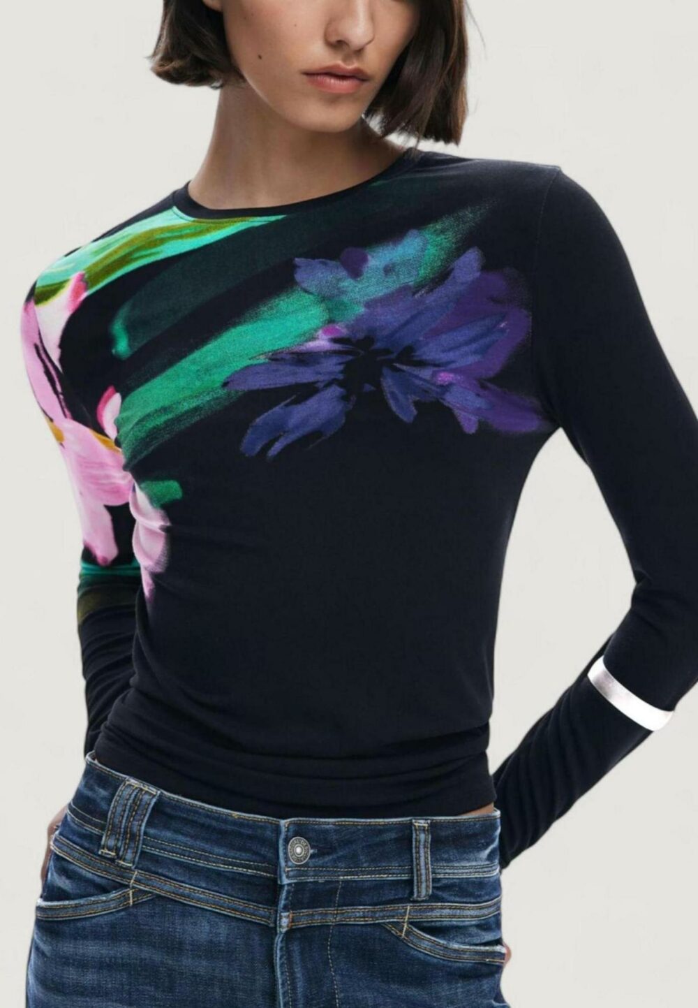T-shirt manica lunga Desigual TS_LENA Nero - Foto 3