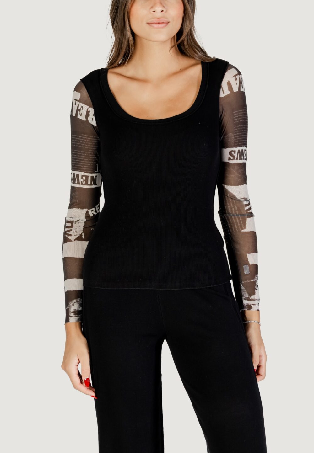 T-shirt manica lunga Desigual TS_LISBOA Nero - Foto 1