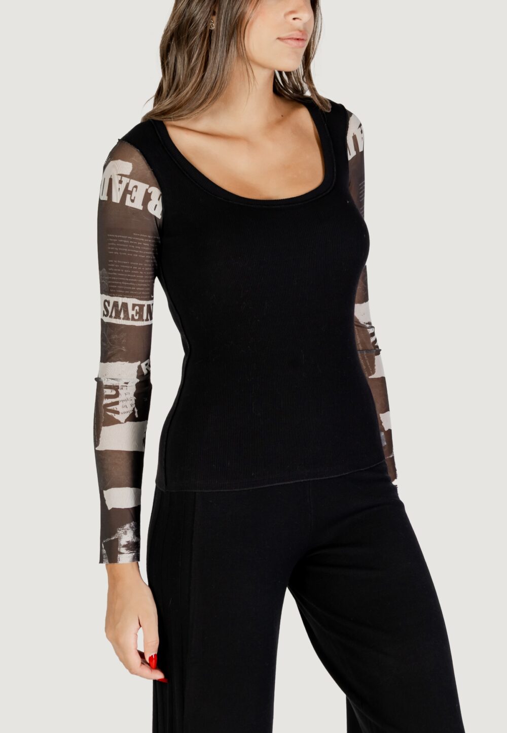 T-shirt manica lunga Desigual TS_LISBOA Nero - Foto 3