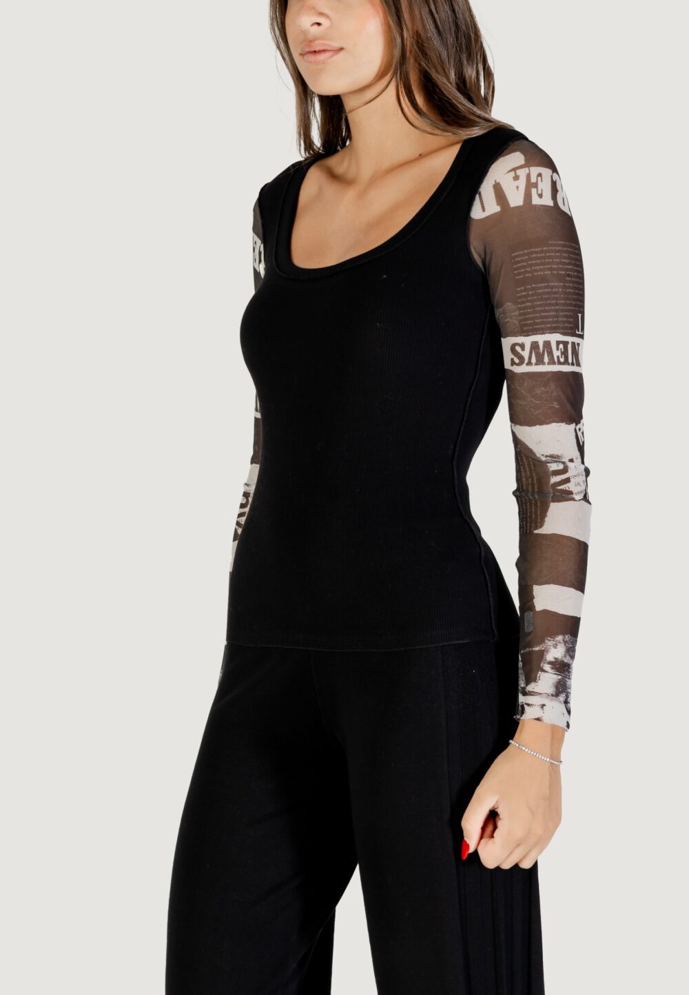 T-shirt manica lunga Desigual TS_LISBOA Nero - Foto 4