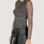 T-shirt manica lunga Only Onlnova L/S Mesh Top Nero - Beige - Foto 2