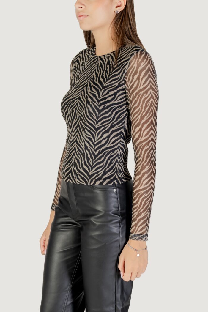 T-shirt manica lunga Only Onlnova L/S Mesh Top Nero – Beige