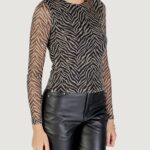 T-shirt manica lunga Only Onlnova L/S Mesh Top Nero - Beige - Foto 3