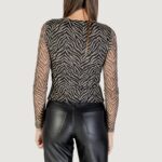 T-shirt manica lunga Only Onlnova L/S Mesh Top Nero - Beige - Foto 4