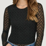 T-shirt manica lunga Only Onlangila L/S Top Box Jrs Nero - Foto 4