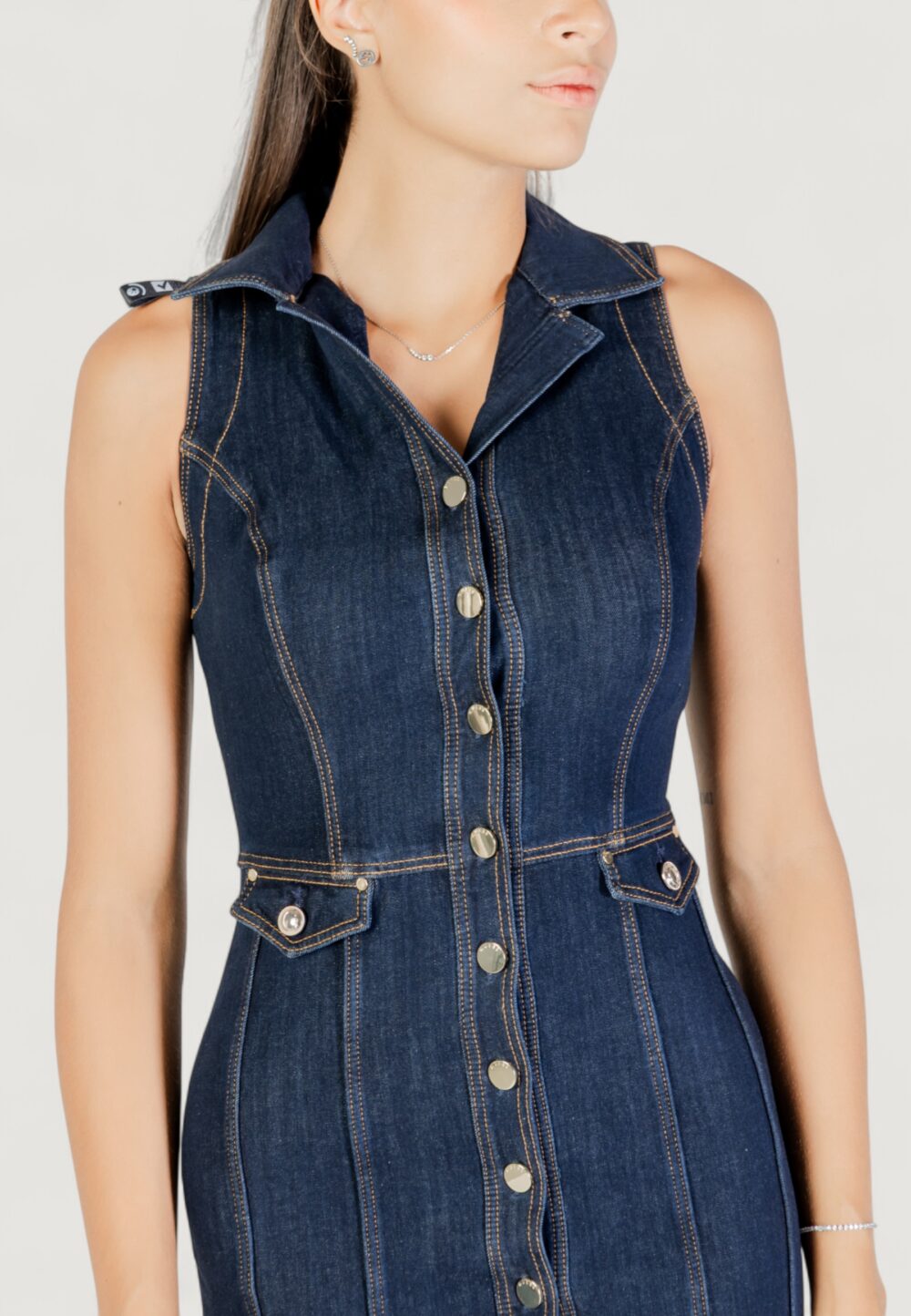 Vestito corto Guess DESTINY DRESS Dark Blue Denim - Foto 2
