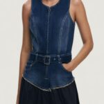 Vestito lungo Desigual VEST_POPLIN Denim - Foto 2