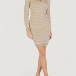 Vestito midi Guess LS POLO AUBREY 4G SWTR DRESS Beige - Foto 1