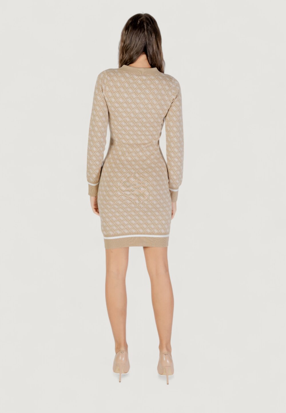 Vestito midi Guess LS POLO AUBREY 4G SWTR DRESS Beige - Foto 5