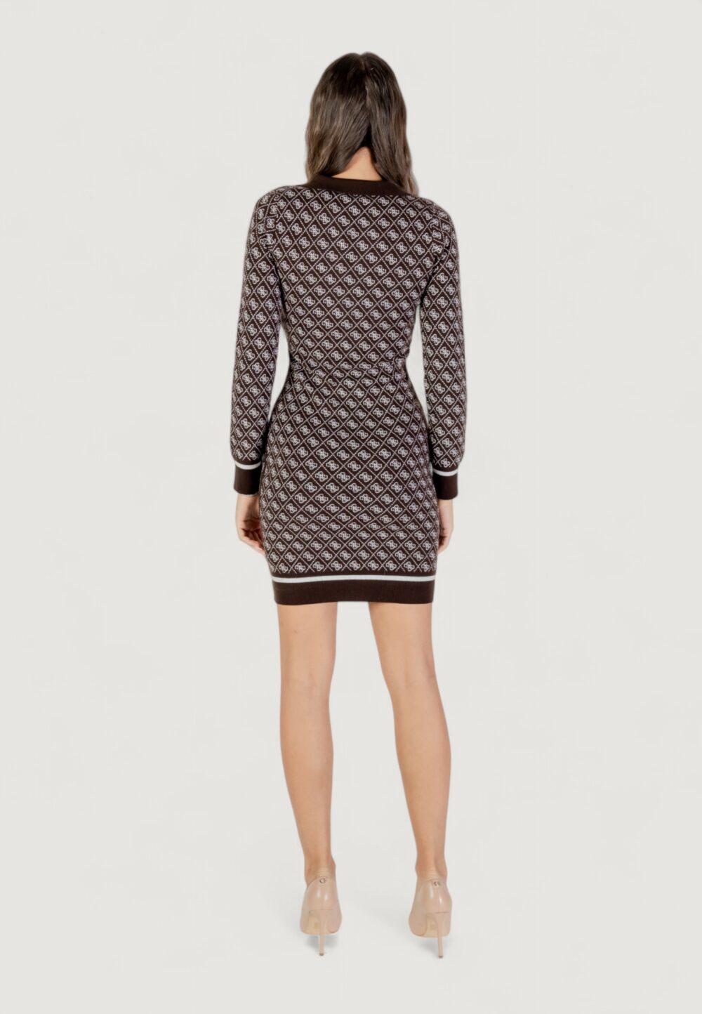 Vestito midi Guess LS POLO AUBREY 4G SWTR DRESS Marrone - Foto 5