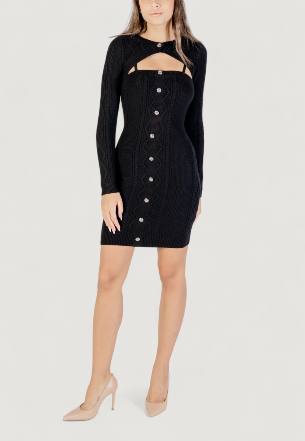 Vestito midi Guess LS SHRUG CABLE DAPHNE DRS Nero - Foto 1
