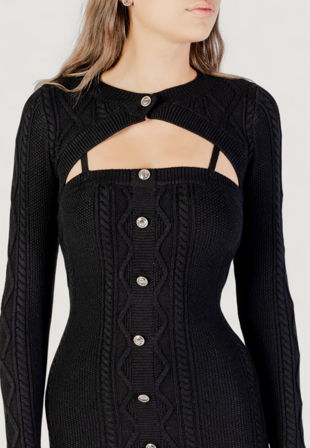 Vestito midi Guess LS SHRUG CABLE DAPHNE DRS Nero - Foto 3