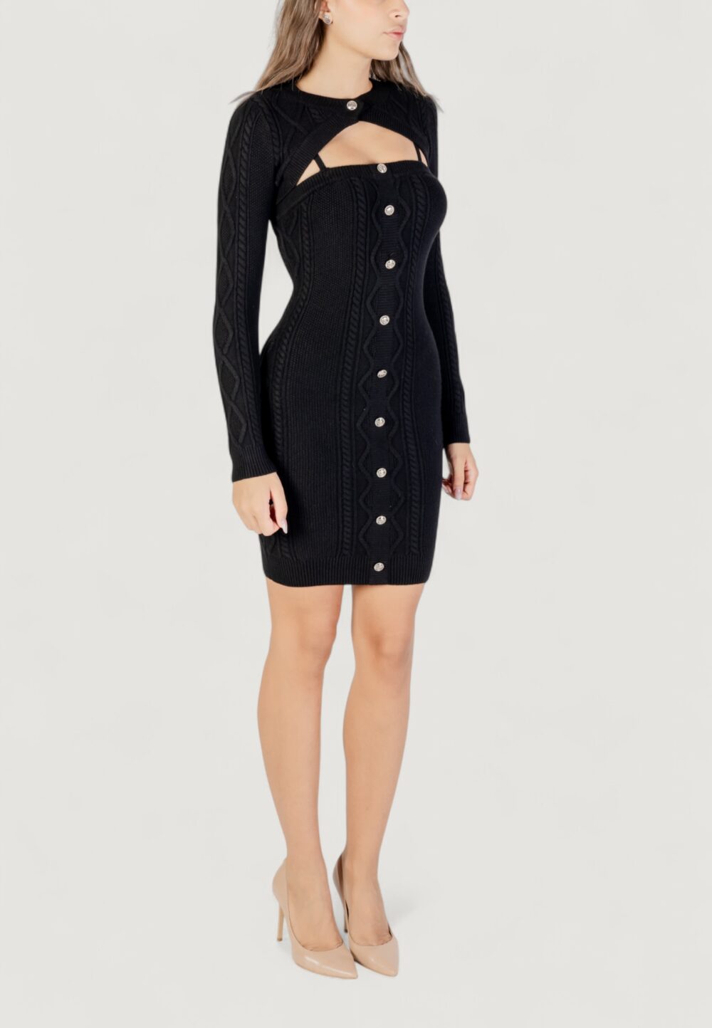 Vestito midi Guess LS SHRUG CABLE DAPHNE DRS Nero - Foto 5