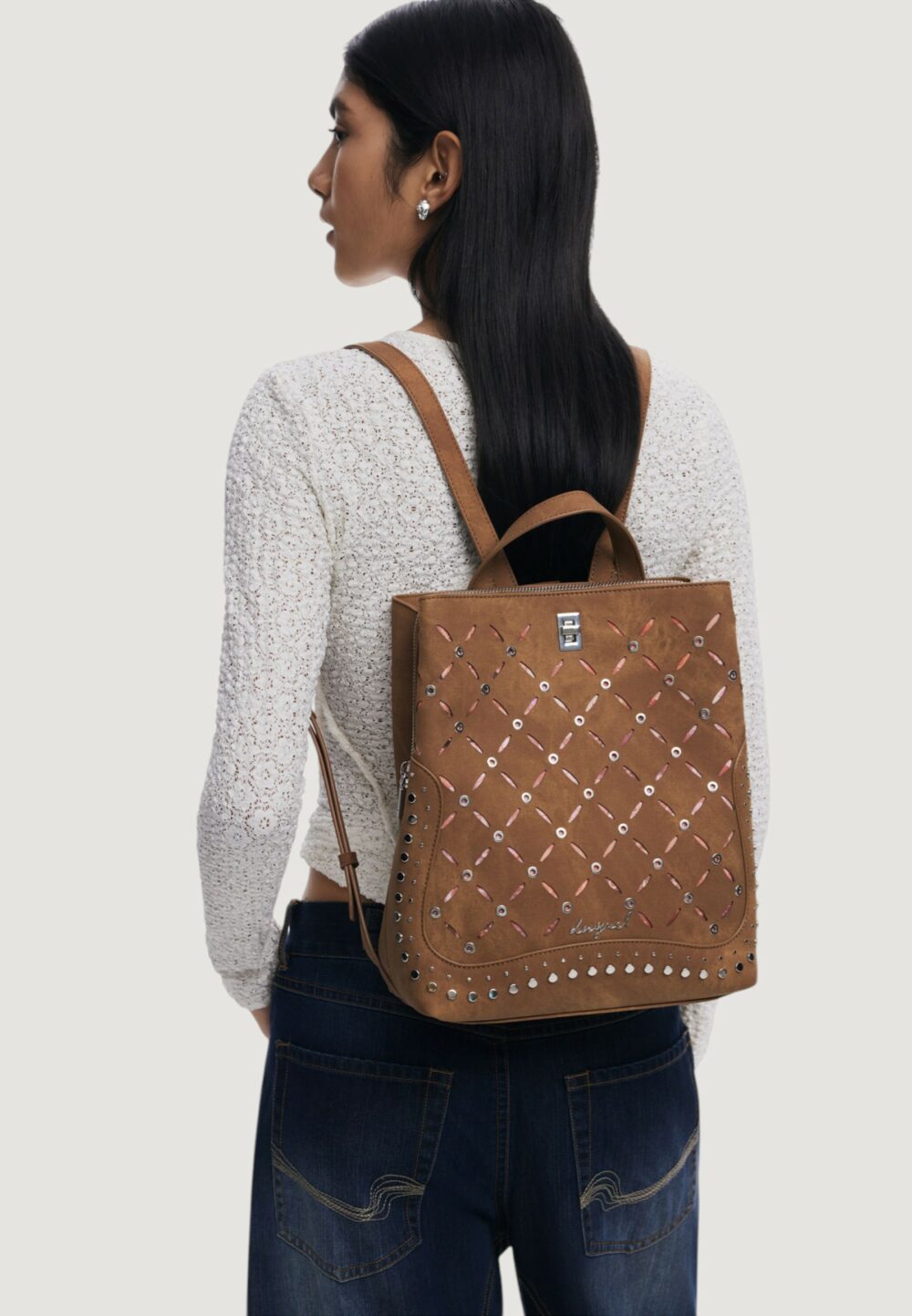Zaino Desigual BACK_YANKEE METAL PATCH S Beige - Foto 5