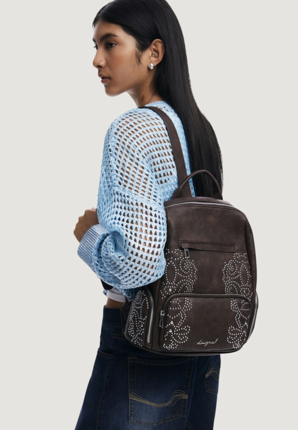 Zaino Desigual BACK_POKER FACE CHEST Marrone - Foto 5