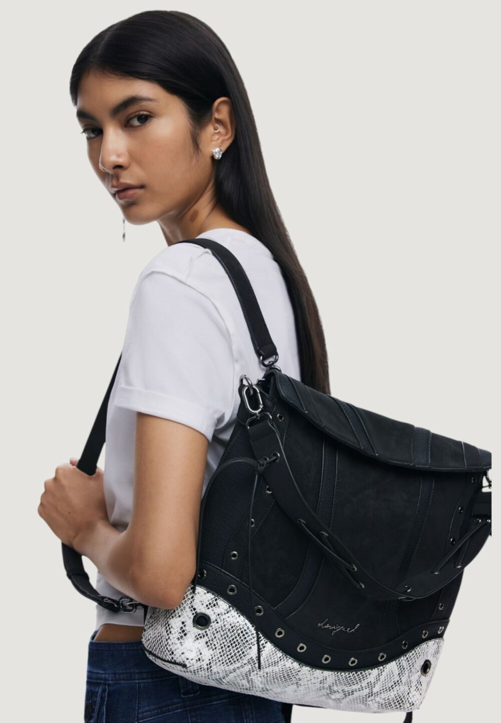 Zaino Desigual BACK_SNAKE PATCH JERSEY 2 Nero - Foto 4