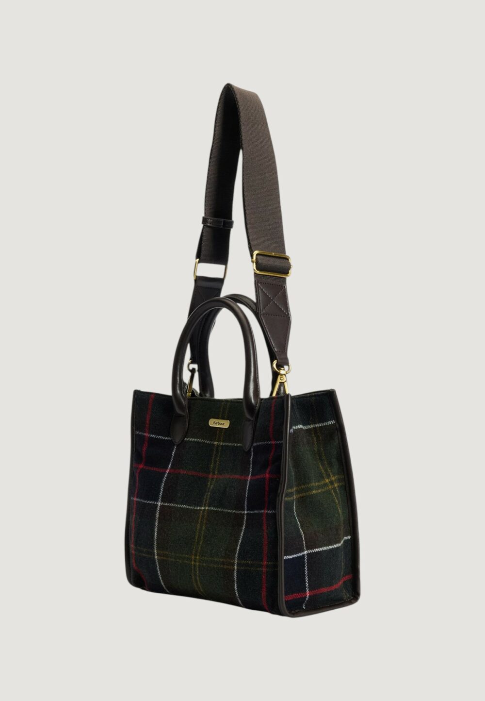 Borsa Barbour BARRHILL TARTAN TOTE BAG Verde Scuro - Foto 4