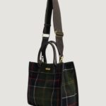 Borsa Barbour BARRHILL TARTAN TOTE BAG Verde Scuro - Foto 4