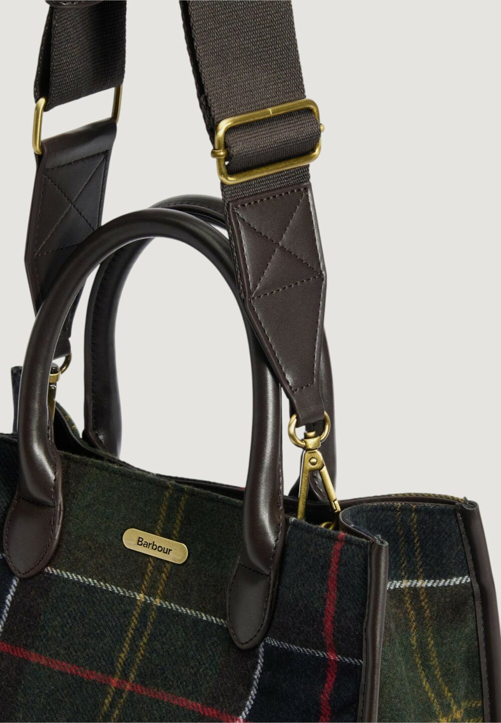 Borsa Barbour BARRHILL TARTAN TOTE BAG Verde Scuro - Foto 5