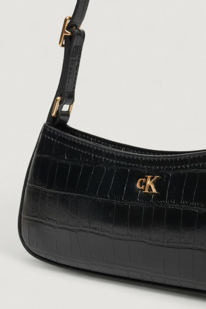 Borsa Calvin Klein CK CROC SMALL SHOULDER BAG Nero – LV04F3283G