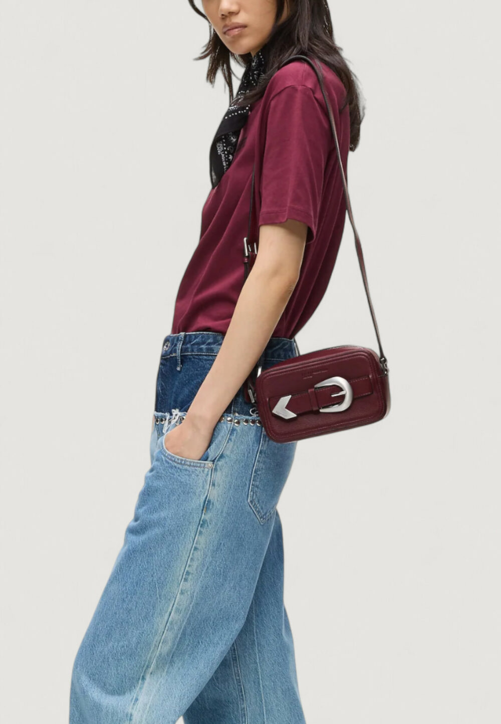 Borsa Karl Lagerfeld Jeans KLJ Western Camera Bag Bordeaux - Foto 3