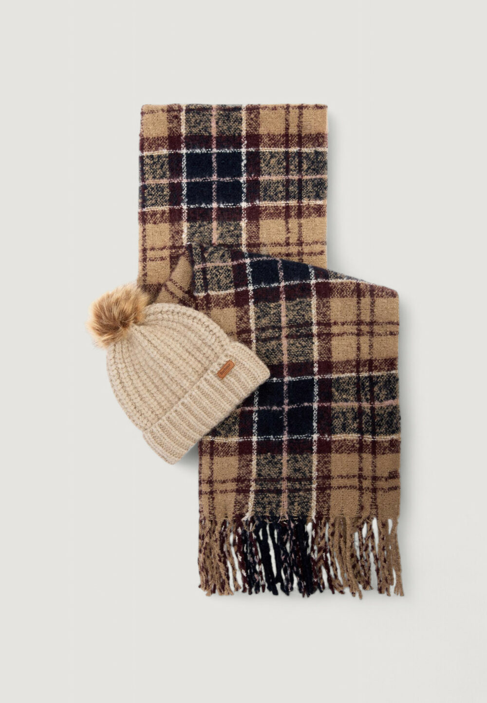 Box sciarpa e cappello Barbour SALTBURN BEANIE & TARTAN SCARF Beige - Foto 1